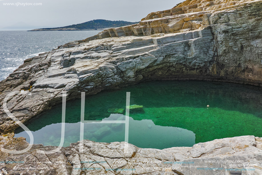 Inside view of Giola Natural Pool in Thassos island, East Macedonia and Thrace, Greece