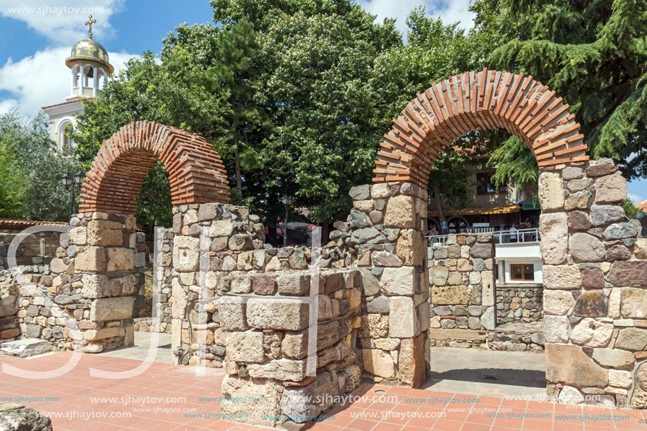 Panoramic view of Ancient Sozopol ruins and the church of St. George, Bulgaria