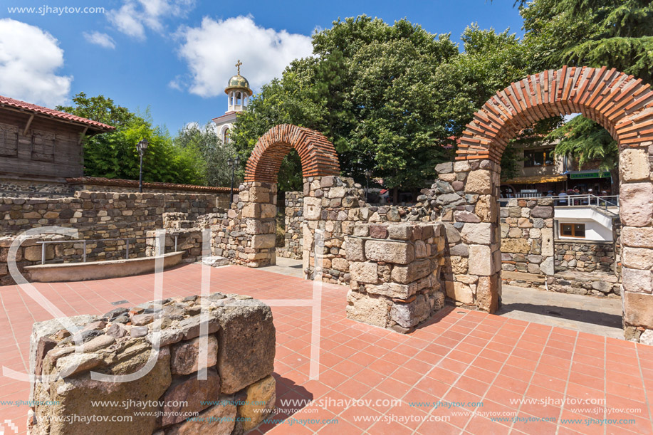 Panorama of Ancient Sozopol ruins and the church of St. George, Bulgaria