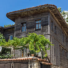 wooden Old house with vine front in Sozopol Town, Burgas Region, Bulgaria