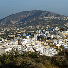 Amazing Landscape to town of Fira and Prophet Elias peak, Santorini island, Thira, Cyclades, Greece