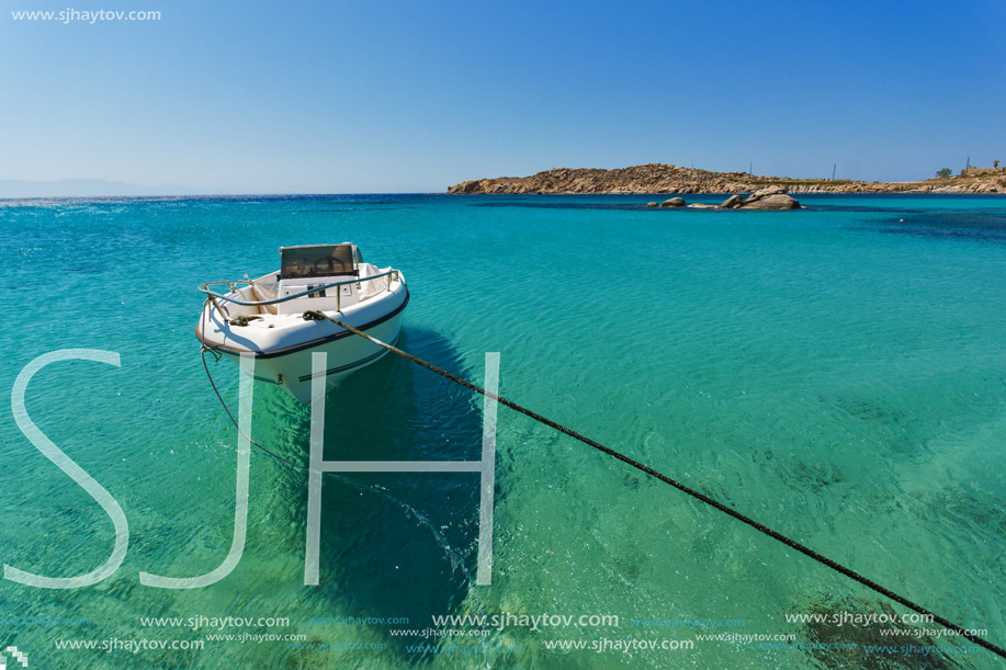 Clean Waters of Paranga Beach on the island of Mykonos, Cyclades, Greece