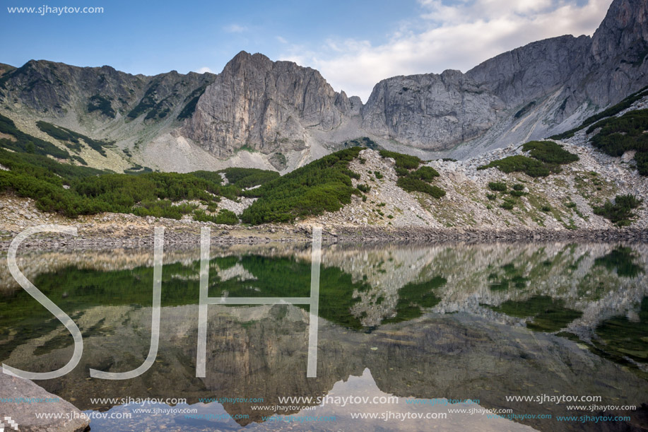 Amazing view of roks around  Sinanitsa Peak and reflection in the lake, Pirin Mountain, Bulgaria