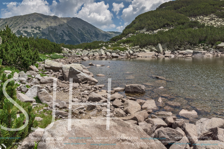 Amazing Panorama of Rocky peaks and Upper Muratovo lake, Pirin Mountain, Bulgaria