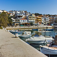 Panoramic view to the port of Limenaria, Thassos island, East Macedonia and Thrace, Greece