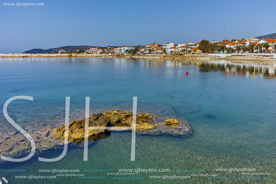 Rock in the sea in Limenaria, Thassos island, East Macedonia and Thrace, Greece
