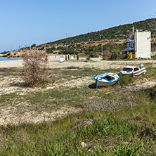 Panoramic view of beach of Skala Maries, Thassos island, East Macedonia and Thrace, Greece