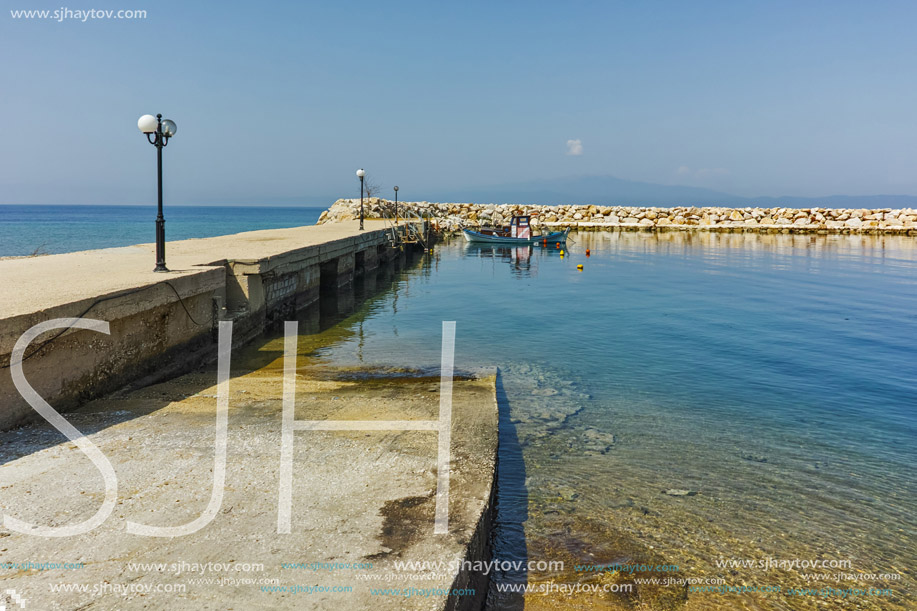 Amazing seascape of pier of Skala Sotiros, Thassos island, East Macedonia and Thrace, Greece