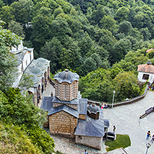 Panorama of Church in Monastery St. Joachim of Osogovo seen from above, Kriva Palanka region, Republic of Macedonia