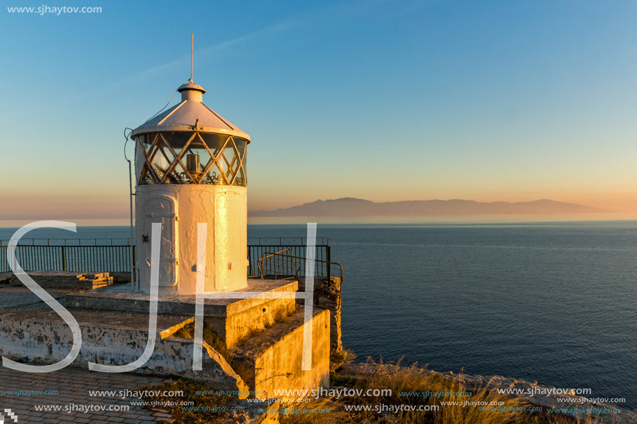 Sunset view Lighthouse in Kavala, East Macedonia and Thrace, Greece