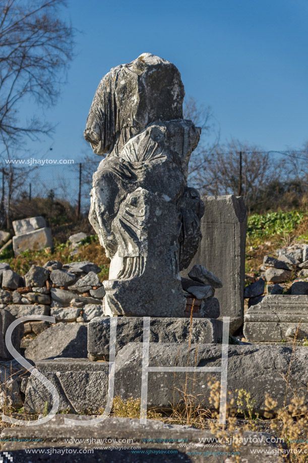 Ancient Statue in archeological area of Philippi, Eastern Macedonia and Thrace, Greece