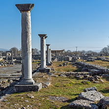 Lined Columns in the archeological area of ancient Philippi, Eastern Macedonia and Thrace, Greece