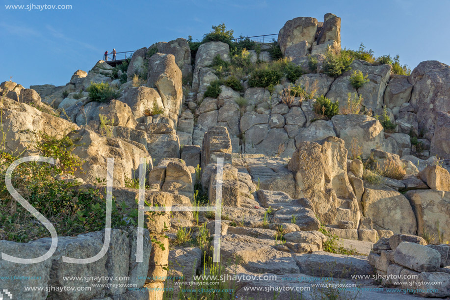 Sunrise view of Ruins of The ancient Thracian city of Perperikon, Kardzhali Region, Bulgaria