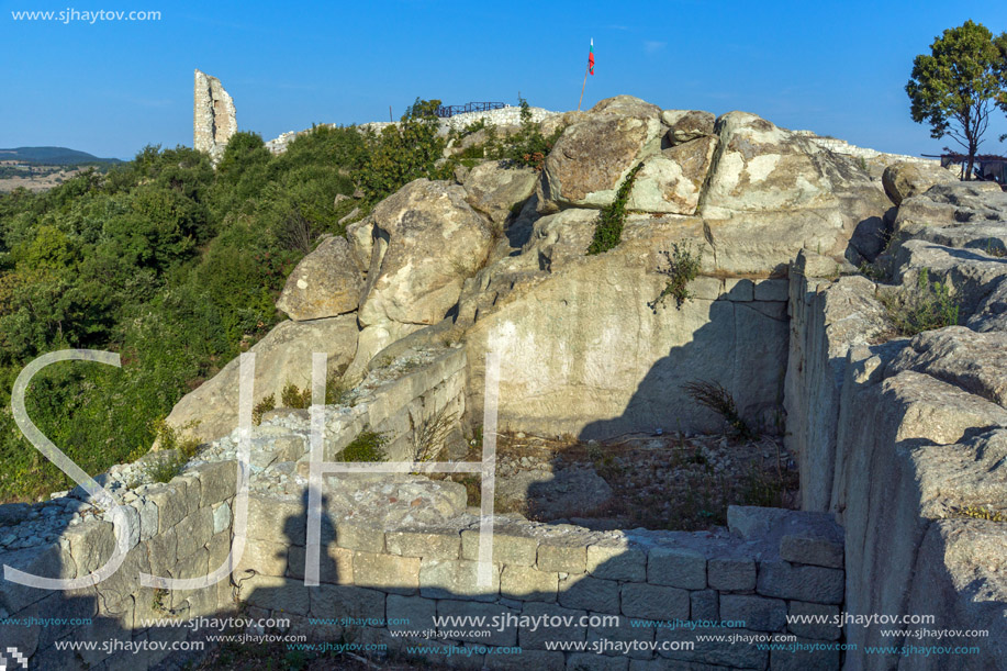 Panoramic view and Tower in The ancient Thracian city of Perperikon, Kardzhali Region, Bulgaria