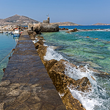 Venetian fortress and small port in Naoussa town, Paros island, Cyclades, Greece