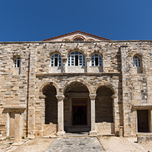 Frontal view of Church of Panagia Ekatontapiliani in Parikia, Paros island, Cyclades, Greece