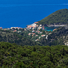 Panorama of Assos village and beautiful sea bay, Kefalonia, Ionian islands, Greece