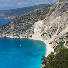 Panoramic View of beautiful Myrtos beach, Kefalonia, Ionian islands, Greece