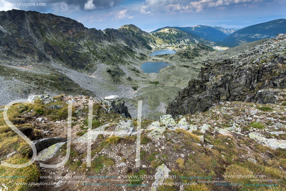Panoramic view to Musalenski lakes from Musala Peak, Rila mountain, Bulgaria