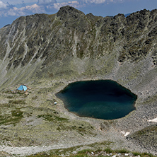 Landscape to Ledenoto (Ice) Lake from Musala Peak, Rila mountain, Bulgaria