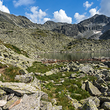 Landscape with Clear sky over Musala peak and Musalenski lakes,  Rila mountain, Bulgaria