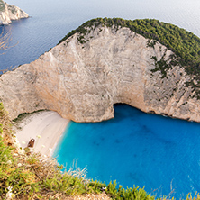 Blue waters of Navagio Shipwreck beach, Zakynthos, Greece