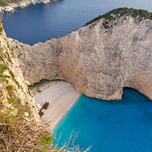 Panoramic view of Navagio Shipwreck beach, Zakynthos, Greece