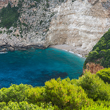 Amazing Seascape with Blue water and rocks of small beach at Zakynthos island, Greece