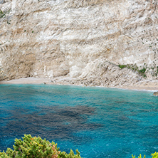 Amazing view of Blue water and rocks of small beach at Zakynthos island, Greece