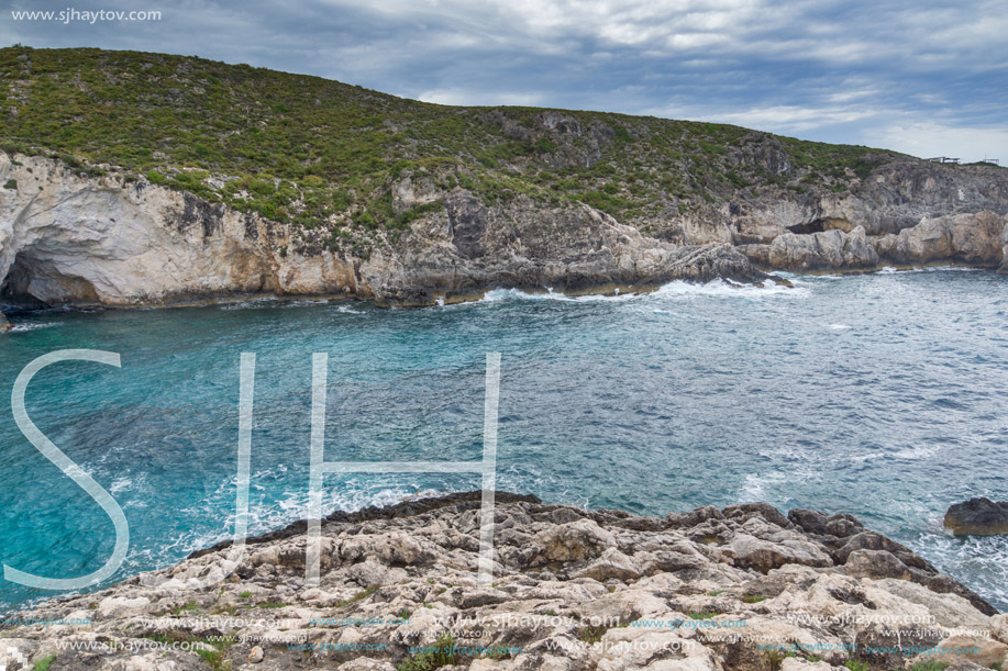 Panorama of Limnionas beach bay at Zakynthos island, Greece