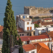 Panorama with Fortification at the port of Nafpaktos town, Western Greece