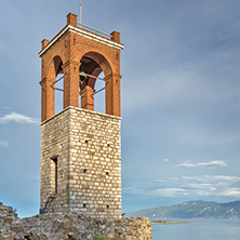 Seascape with Clock tower in Nafpaktos town, Western Greece
