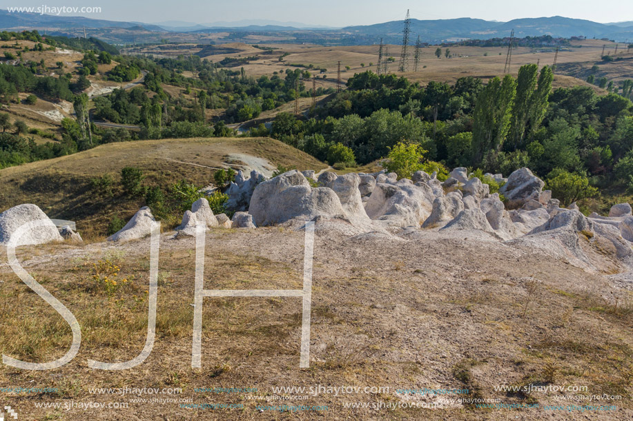 Panoramic view Rock phenomenon Stone Wedding near town of Kardzhali, Bulgaria