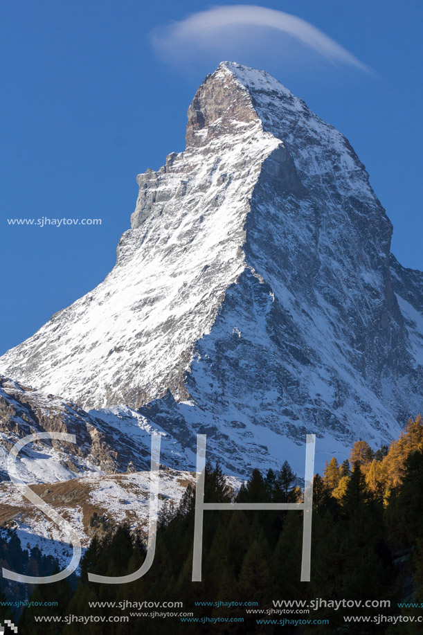 Winter view of mount Matterhorn, Canton of Valais, Alps, Switzerland