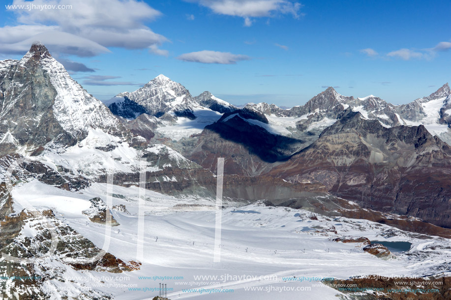 Panoramic view of mount Matterhorn, Canton of Valais, Alps, Switzerland