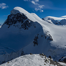 Winter Landscape of swiss Alps and mount Breithorn, Canton of Valais, Switzerland