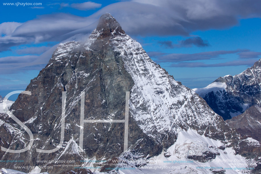 Close up view of mount Matterhorn, Canton of Valais, Alps, Switzerland