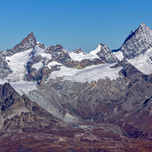 Panorama to Swiss Alps from matterhorn glacier paradise to Alps, Switzerland