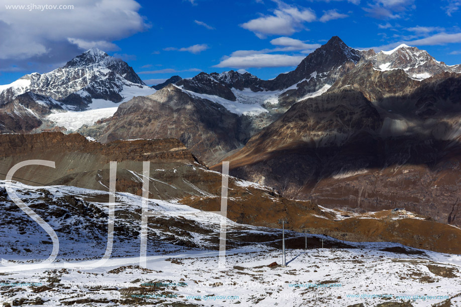 Amazing winter panorama to Swiss Alps, Canton of Valais,  Switzerland