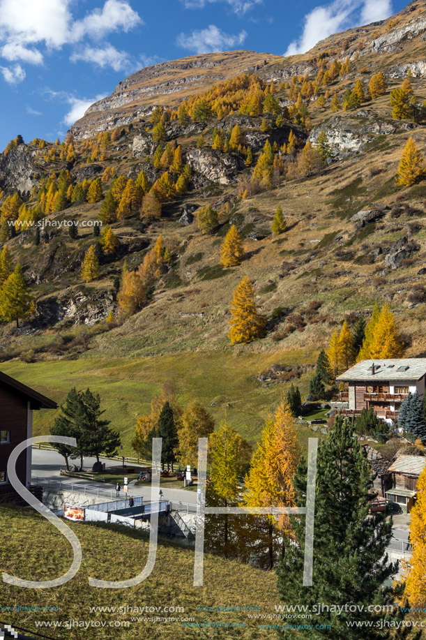 Autumn panorama near Zermatt, Canton of Valais, Switzerland