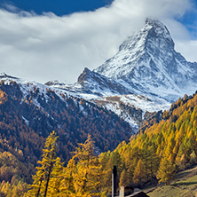Autumn Landscape of Mount Matterhorn, Canton of Valais, Switzerland