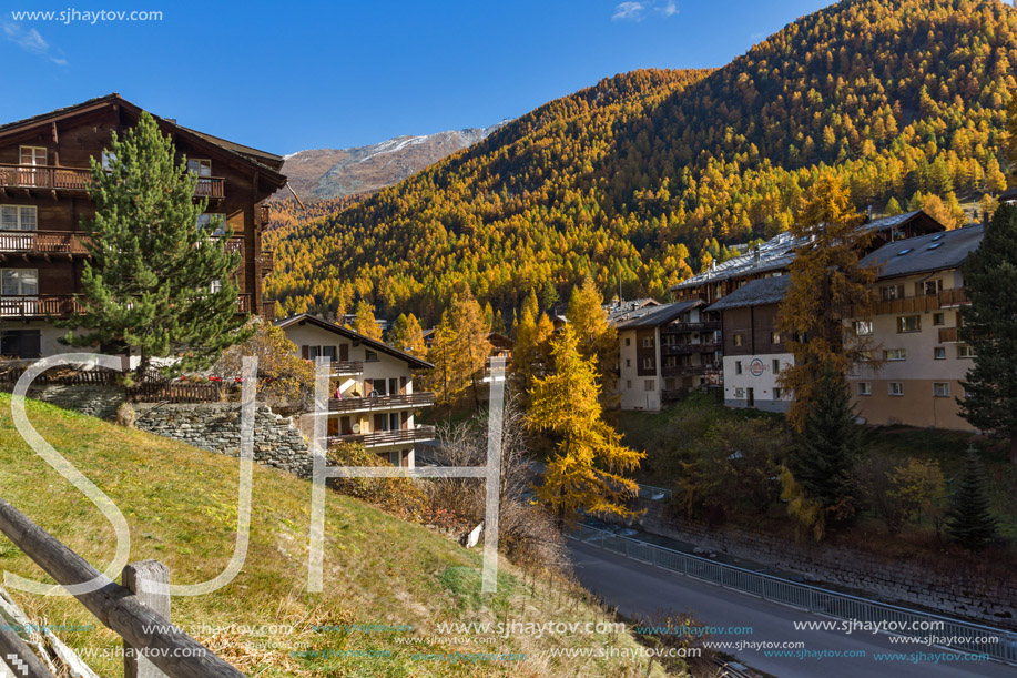 Amazing Autumn Landscape of Zermatt, Canton of Valais, Switzerland
