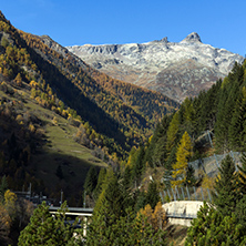 Amazing panorama of Alps and Lotschberg Tunnel under the mountain, Switzerland
