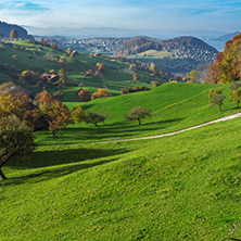 Autumn Landscape of typical Switzerland village near town of Interlaken, canton of Bern