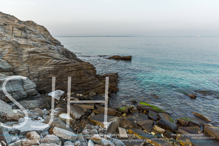 Sunset Seascape in Thassos town, East Macedonia and Thrace, Greece