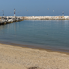 Pier and Beach of Skala Kallirachis, Thassos island, East Macedonia and Thrace, Greece