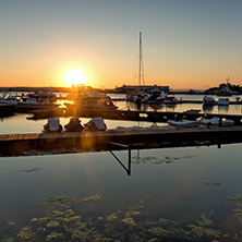 Sunset on port of Sozopol, Burgas Region, Bulgaria