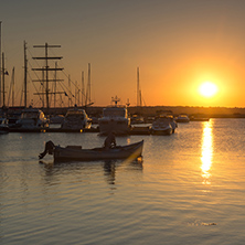 Sunset on port of Sozopol, Burgas Region, Bulgaria