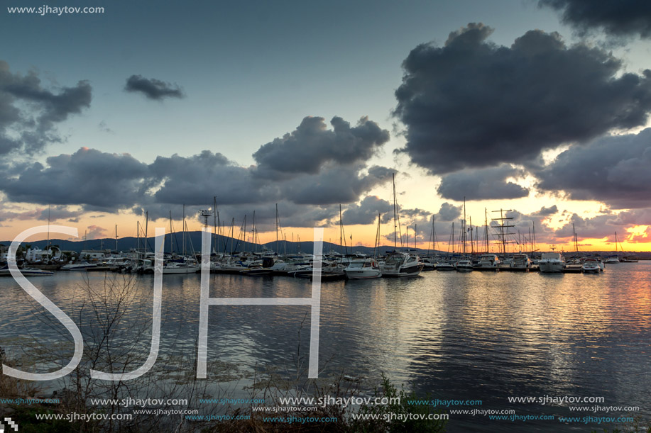 Sunset on port of Sozopol, Burgas Region, Bulgaria