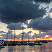 Sunset on port of Sozopol, Burgas Region, Bulgaria